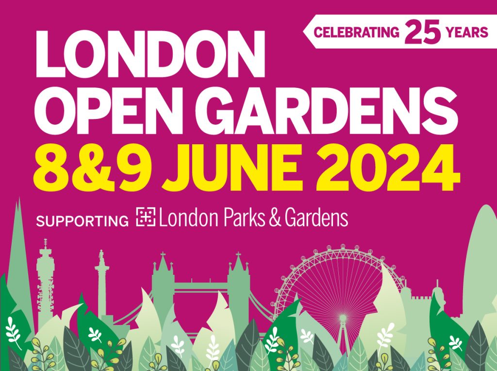Advertisement for the London Open Gardens 2024 on the 8th and 9th June 